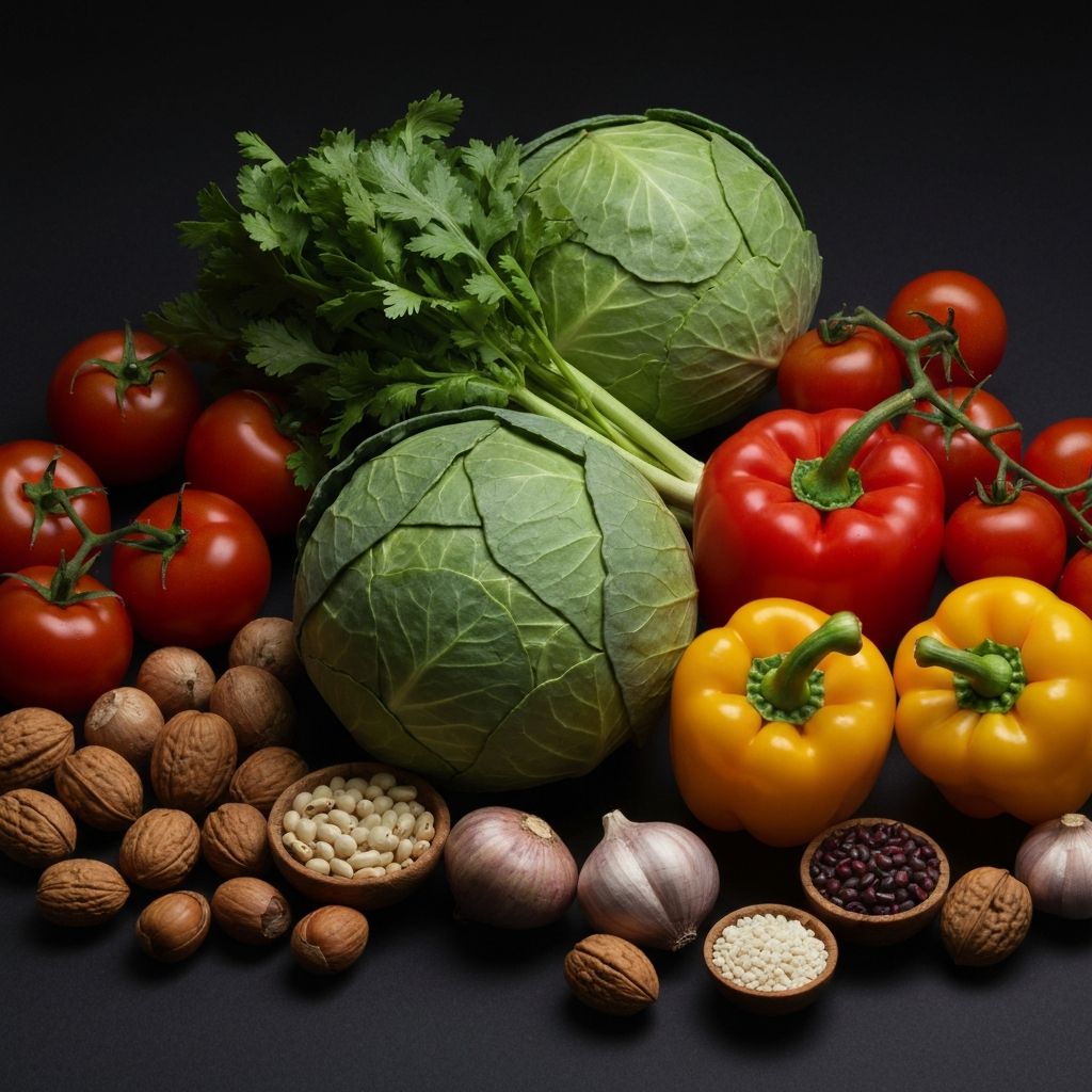 Fresh whole foods representing nutritional balance